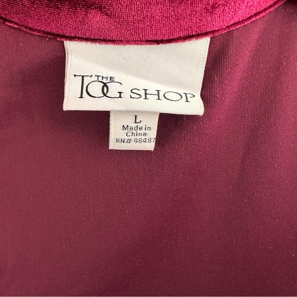 The Tog Shop Burgundy Velvet Button Up Blouse Top.  Size L - Picture 4 of 6